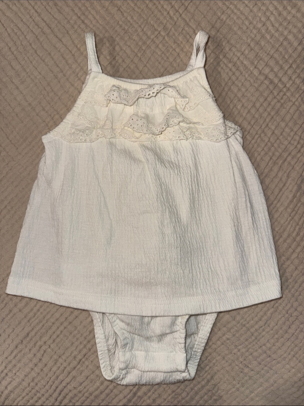 Carter's White Ruffle Eyelet Baby One-Piece